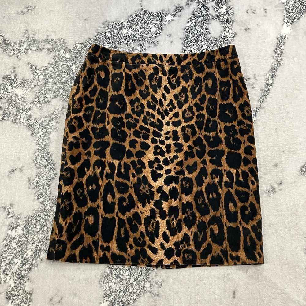 Talbots Leopard Print Pencil Skirt Womens‎ Sz 14 Animal Print Career Midi Cotton